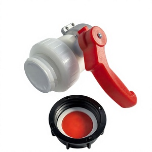 F75 2 Inch DN50 IBC Ball Valve Bottom Inlet BSP Thread PE Red Handle Tank <strong>Container</strong> Valve for Chemical Liquid Industrial - Product Image 1