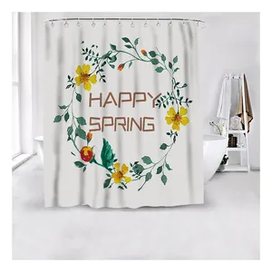 CF spot stocks Custom Digital Print bathroom shower curtain Waterproof Polyester Fabric Shower Curtain with Hooks hot sale