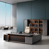 Bureau de direction moderne avec étagère et gestion des câbles pour mobilier de bureau de cadre