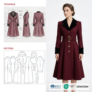 <span class=keywords><strong>Manteau</strong></span> Princesse Personnalisé en <span class=keywords><strong>Velours</strong></span> Bordeaux avec Bordure en <span class=keywords><strong>Velours</strong></span> Noir Contrastant, Épaules Robustes, Style Rétro Vintage Années 40, Manteaux <span class=keywords><strong>Femme</strong></span> Icônes du Style - Product Image 1