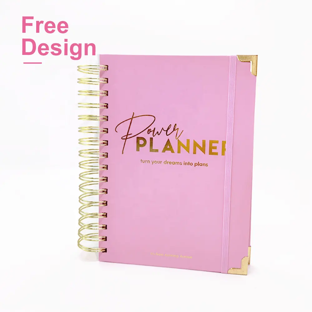 WY 2 Warna Pink Hardcover Harian Mingguan Agenda Bulanan Agenda Harian Perencana Spiral Notebook Perencana Kustom