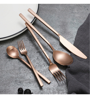 Luckygoods LDX180 Ensemble de couverts de luxe pour hôtel, couteau, fourchette, cuillère, acier inoxydable mat doré, très vendu