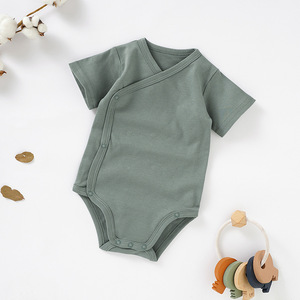 Mameluco de Manga Larga para Bebé 100% Algodón Puro, Cierre con Botones a Presión, Color Sólido, Unisex, Ropa de Verano, Body para Recién Nacido, Transpirable y Suave - Product Image 2