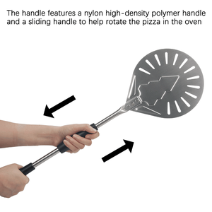 Quà Tặng Giáng Sinh 8Inch Đục Nhỏ Bánh <span class=keywords><strong>Pizza</strong></span> Quay Peel Turner Thép Không Gỉ Với Có Thể Thu Vào Xử Lý Lò Nướng Bánh <span class=keywords><strong>Pizza</strong></span> Phụ Kiện - Product Image 4