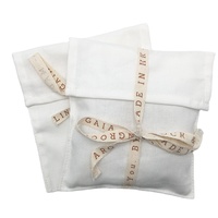 Pochette en toile sergé de lin de haute qualité, personnalisée, recyclable, sérigraphiée, avec rabat, pour emballage de sous-vêtements en coton