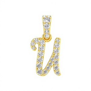 Collar con Colgante de Letra Inicial Personalizada en Oro Sólido de 14K, Joyería Fina con Diamante Natural, Moderno y Elegante - Product Image 1