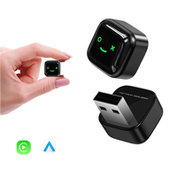 Boîtier convertisseur sans fil OEM 2-en-1 CarPlay et Android Auto avec adaptateur USB et lumière bleue pour dongle Apple