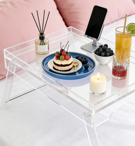 Vassoio da letto personalizzato in acrilico trasparente con gambe pieghevoli e vassoio multifunzionale per colazione, ideale per tavoli da pranzo e esposizione - Product Image 5