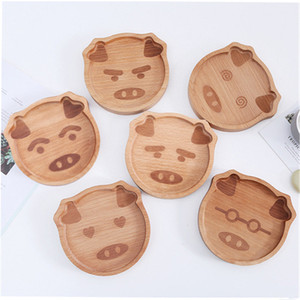 Plato de cena de dibujos animados de madera para niños, bandeja para el hogar para pastel, pan, merienda, fruta, plato de comida duradero - Product Image 1