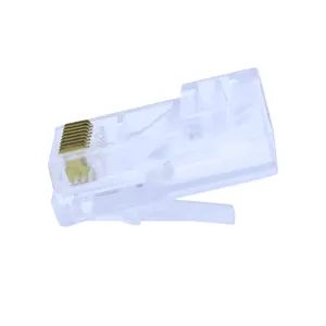 Conector rj45 ftp cat5e cat6 rj 45, conector para rede listrada de cor sólida, dourado 8p8c, conector de jack rj45 com utp