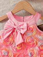 Ensemble d'été pour bébé fille 2026 – Haut court sans manches à nœuds et fleurs roses + short – 2 pièces