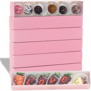 Boîtes cadeaux en papier chocolat et <span class=keywords><strong>fraise</strong></span>, taille et couleur personnalisées pour macarons, truffes, desserts, emballage alimentaire avec couvercle transparent - Product Image 1