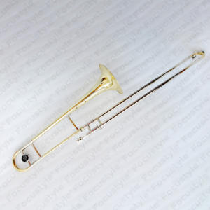 Trombón Tenor <span class=keywords><strong>de</strong></span> Latón, Venta al por Mayor <span class=keywords><strong>de</strong></span> Fábrica China, Instrumento Musical con Soporte, Lacado en Oro para Orquesta y <span class=keywords><strong>Banda</strong></span> <span class=keywords><strong>de</strong></span> Marcha - Product Image 1