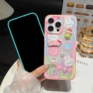 Para <span class=keywords><strong>Samsung</strong></span> <span class=keywords><strong>Galaxy</strong></span> S24 FE/A35/A55/S24 Ultra dibujos animados brillo 3D flor perla oso niñas mariposa 2 en 1 funda para teléfono móvil - Product Image 5