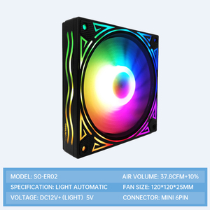พัดลมเคส OCOCOO Magic Cube 120 มม. ARGB ควบคุมอุณหภูมิอัจฉริยะ PWM 5V 3 พิน Aura Sync <span class=keywords><strong>RGB</strong></span> สำหรับระบายความร้อนเคสคอมพิวเตอร์ตั้งโต๊ะ - Product Image 2
