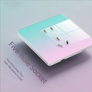 Panel de interruptor de espejo de vidrio templado de color en oferta, degradado rosa-cian, ultrafino, tipo 86, de pared, 1 módulo, 2 vías, para hogar y hotel - Product Image 5