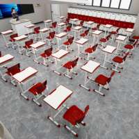 Ensemble Chaise et Bureau Scolaire Ergonomique en Acier au Design Moderne, Hauteur Réglable, Pieds Sabre, pour Écoles Primaires/Secondaires, Durable