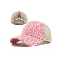 Gorra de béisbol vintage Y2K con estampado de leopardo, malla transpirable, cómoda para deportes al aire libre, gorra de camionero a la moda