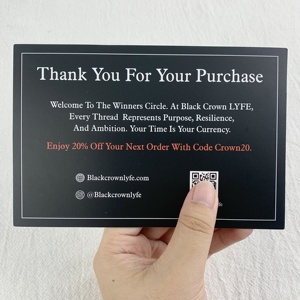 Custom Deluxe UV nero carta carta di carta opaca di istruzioni per la cura dei gioielli carta Deluxe <span class=keywords><strong>grazie</strong></span> piccola creazione di biglietti da visita - Product Image 6