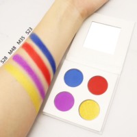 Palette de fards à paupières OEM 26 mm en carton blanc avec miroir, 4 couleurs, haute qualité, végane, incluant des pigments mats et scintillants, pour peaux foncées, DIY