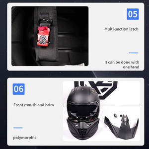 Casco de Motocicleta Integral Street Fighter Aprobado por la ECE con Sistema de Frenos Antibloqueo Modular para Motocross de Liberación Rápida Cerrado de ABS - Product Image 6