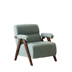 Fauteuil d'appoint ergonomique et durable OE HOME, style Mid-Century Modern, avec structure en bois massif, rembourrage épais et accoudoirs capitonnés, pour salon - Product Image 1