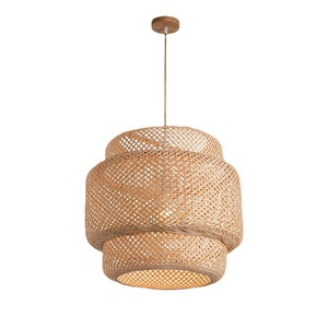 Bamboo Rattan Chandelier Round E27 <b>LED</b> Pendant <b>Light</b> <b>For</b> Living <b>Room</b> And Restaurant - Product Image 3