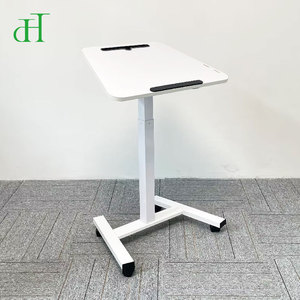 Bureau debout mobile pneumatique réglable en hauteur pour le bureau à domicile, <span class=keywords><strong>table</strong></span> inclinable pour ordinateur portable avec roulettes - Product Image 2