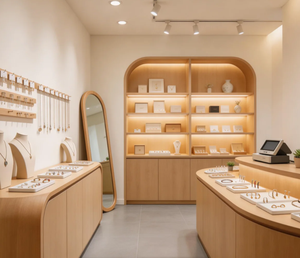 Comptoir d'îlot professionnel de luxe pour petite pâtisserie, vitrine en bois avec éclairage LED personnalisable, solution d'affichage étanche et écologique - Product Image 6