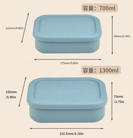 Boîte à bento en silicone 700 ml 1300 ml, 3 compartiments, étanche, passe au micro-ondes et au lave-vaisselle, réutilisable, pour adultes et enfants