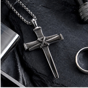 yunnique <b>Cross</b> Necklace Stainless Steel Unisex Pendant Geometric Design Heavy Duty Hip Hop Street Trendy Jewelry - Product Image 4