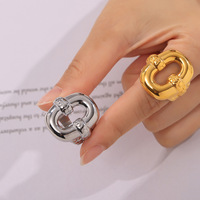 316L Edelstahl Schlangenring für Damen, 18K Gold PVD Schlangen-Statement-Ring, Vintage Modeschmuck