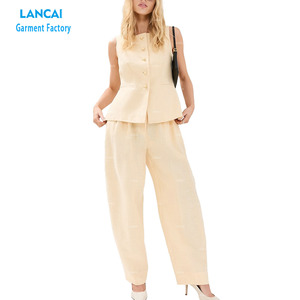 Chaleco de traje sin mangas de color sólido blanco personalizado superventas, chaleco Sexy, pantalones inferiores, conjunto de pantalones de dos piezas de alta calidad - Product Image 3