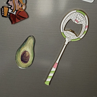 Ouvre-bouteille de bière Badminton Design créatif Aimant de réfrigérateur Logo personnalisé OEM Métal Acier inoxydable Souvenir décoratif pour cadeau