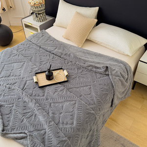 Yerona flannel Jacquard 100% <span class=keywords><strong>polyester</strong></span> hiện đại hình bầu dục thân thiện với môi hộ gia đình chăn hai mặt in ấn cho các dịp khác nhau - Product Image 3