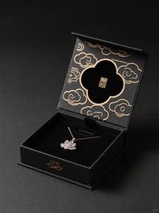 Joyero <span class=keywords><strong>Oriental</strong></span> con Diseño de Loto y Grabado Dorado para Empaque de Accesorios de Lujo - Product Image 3