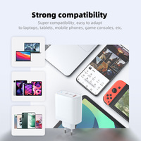 Adaptor Dinding Pengisian Cepat GaN 65W USB-C 3-Port PD/QC3.0 Output 20V 3.25A untuk Laptop, Ponsel, Tablet, Smart Watch, Peralatan Rumah Tangga