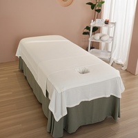 Ensemble de draps de table de massage blancs de 3 pièces Ensemble de couvre-lit facial de qualité supérieure de luxe