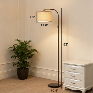 Minimalist Floor <b>Lamp</b> Iron Body Off White Shade Adjustable Height LED Light Source E26 Base For Living Room Bedroom <b>Office</b> - Product Image 2