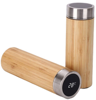 Disesuaikan 500ml bambu baja tahan karat vakum dinding ganda kayu botol air panas Mug dengan tutup anti bocor