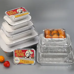 Kemasan makanan diskon besar menggunakan kotak timah pembungkus makanan kualitas tinggi nampan makanan panggang kue perak Aluminium Foil Makanan Cepat