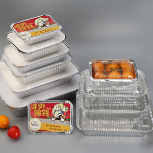 Gran oferta, uso de envasado de alimentos, caja de lata para llevar de alta calidad, bandeja de comida para hornear, papel de aluminio plateado, papel de aluminio Fastfood - Product Image 2