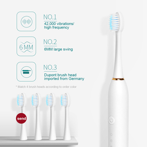 Brosse à dents électrique ultrasonique rechargeable haut de gamme à poils souples, idéale pour les voyages, étanche IPX1, autonomie de 30 jours, vente en gros, design tendance - Product Image 5