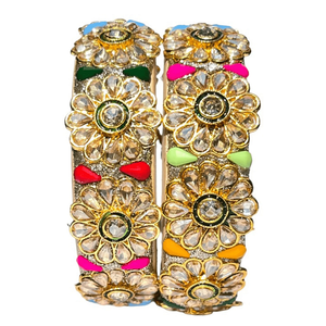 กำไลข้อมือแฮนด์เมด Danta Gems Kadi Kundan Meenakari Lac Lakh ดีไซน์หรูหราหลากสีสัน คอลเลคชั่น Kada สุดอินเทรนด์สำหรับเจ้าสาว งานเทศกาล และผู้หญิง - Product Image 4