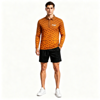 Polo à manches longues pour homme avec motif chevron tonal personnalisé par sublimation, imprimé intégral pour vêtements de sport