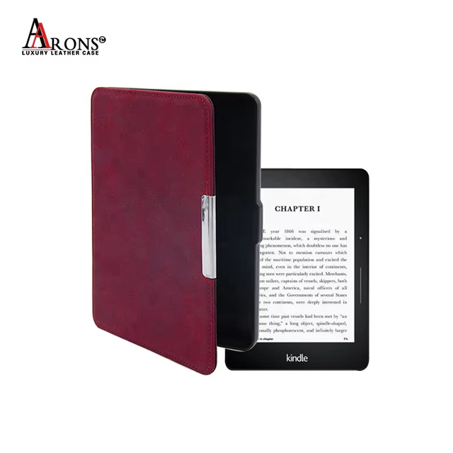 Aarons Magnetic Genuine Cow Leather Slim Case for Kindle Paperwhite 1/2/3 with Custom Cover OEM/ODM & Custom Logo