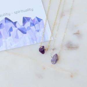 <strong>Boho</strong> February Birthstone Healing Crystal Jewelry,Amethyst Quartz Gemstone <strong>Necklace</strong> for Raw Stone Birthday Gift - Product Image 3