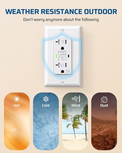 Barep Toma gfci tường ổ cắm 125V tự kiểm tra gfci gfi Duplex ổ cắm 2 ổ cắm chống giả mạo tường ổ cắm gfci - Product Image 5