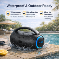 Altavoz Inalámbrico Metálico para Exteriores de 40W, Sistema de Audio Profesional, Caja de Música con Radio, RGB, Ruido Blanco Electrónico