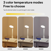 Lampe de bureau LED à intensité variable en 3 couleurs, avec minuterie, lampe de lecture rechargeable, lampe de table pour étudiants